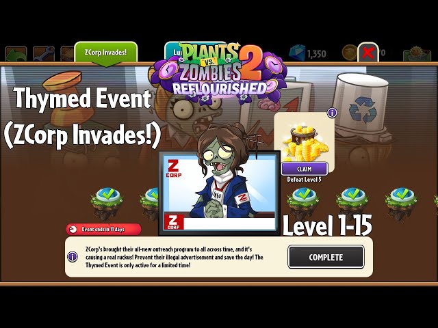 PvZ2 Reflourished - Thymed Event: ZCorp Invades!, Level 1-15