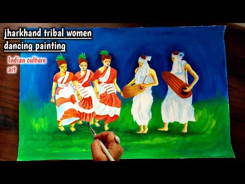 Riverside Tribal Dance - Kalighat Painting