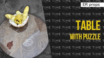 Table with puzzle. Escape room DIRTY MONEY, GOOD DEED. Props for the escape room