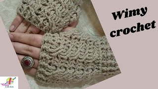 جوانتي كروشية بغرزة الضفيرة ??Crochet braided stitch gloves