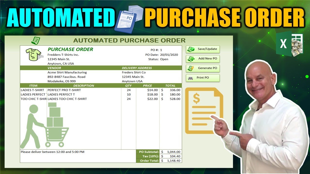 Learn How To Create This Automated Purchase Order Application In Excel While I Build It From Scratch Youtube