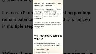 ASSET ACCOUNTING TECHNICAL CLEARING #sap #sapfico #saptraining