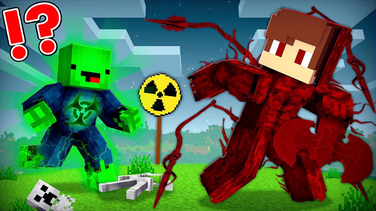 CARNAGE Speedrunner vs RADIOACTIVE Hunter in Minecraft - Maizen JJ and Mikey