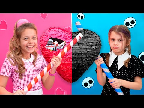 Eva and Funny Black vs Pink Challenge - Compilation video for kids