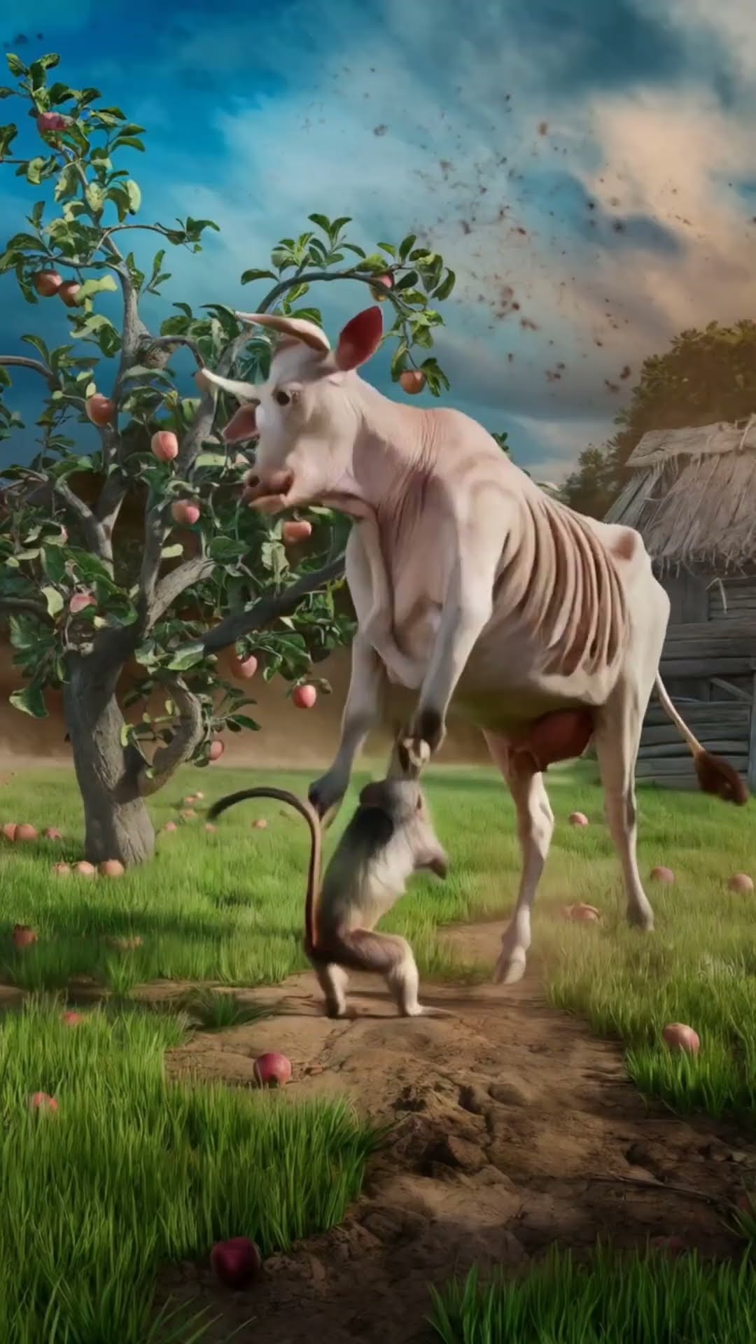 सेब का पेड़ और गाय ?         #shortsvideo