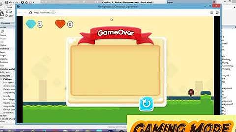 Platformer Game #5   Popup Gameover and level complete   Construct 2 Tutorial