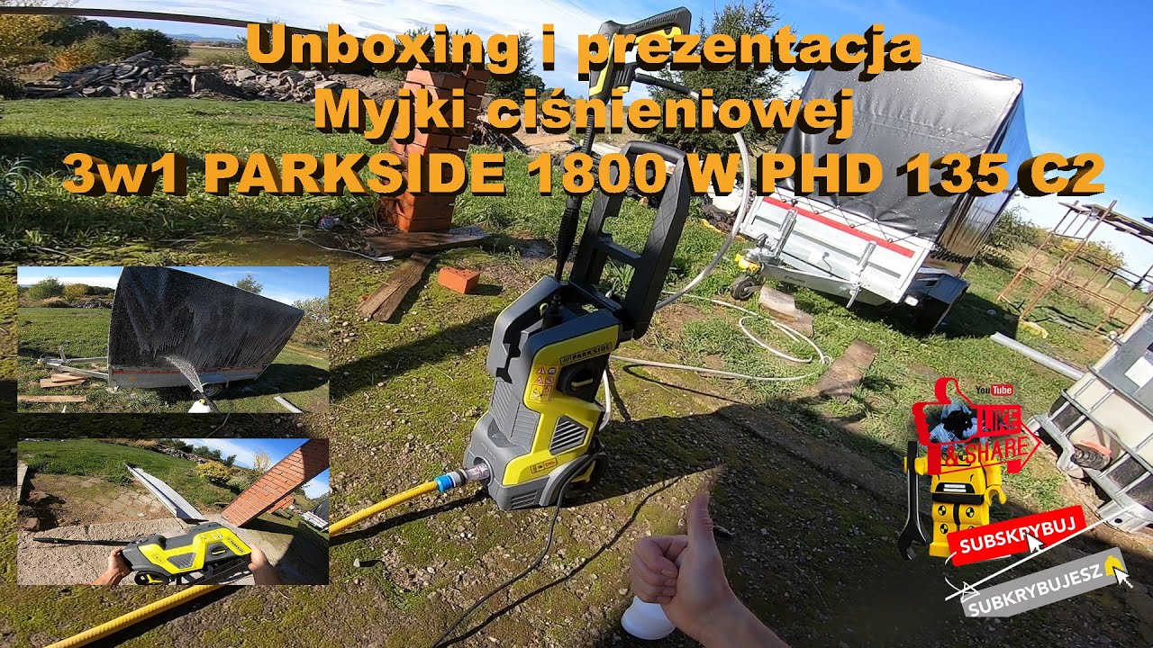 YouTube i PHD C2 W 135 - PARKSIDE Unboxing ciśnieniowej prezentacja Myjki 1800 3w1
