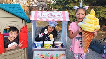 Heidi dan Zidane pura-pura jual beli es krim 🍦🍨🍧 Kumpulan cerita lucu untuk anak-anak