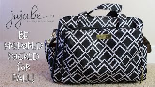JuJuBe Be Prepared Diaper Bag packed for FALL! featuring EMPRESS