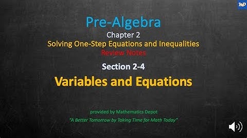 Pre Algebra 2 4 Variables and Equations