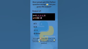 🧠 Python Tuple Trick: What Does t[-1] Return? #shorts #coding #python #codewithharry #interview