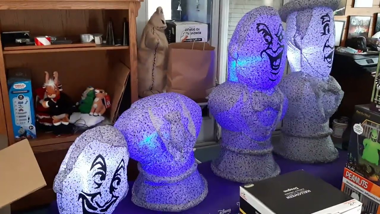 NEW FOR 2022 Gemmy Inflatable Halloween 8ft Wide Haunted Mansion Busts