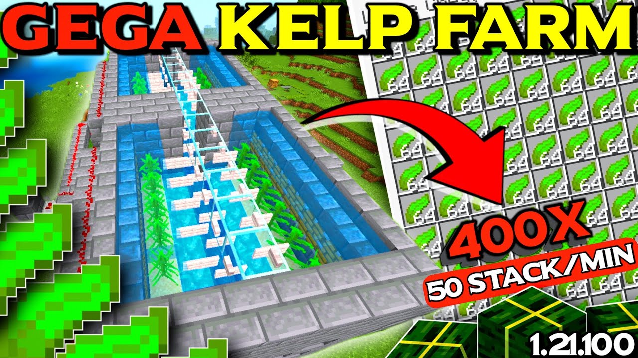 QUAD KELP FARM | Minecraft bedrock | 1.21.100 (HINDI) - YouTube
