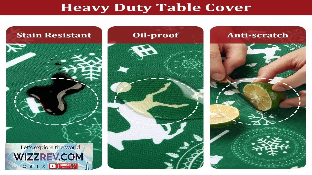 Garvee Rectangle Tablecloth Christmas Spill Proof Table Cloths Stain and Wrinkle Resistant