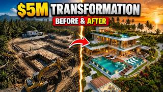 Luxury Villa Construction Timelapse | Empty Lot to Tropical Paradise Mansion