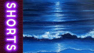 #Shorts 🌕 Bleu Marine 🌕 | Full Moon Reflection on the Ocean | Satisfying Acrylic Daily Painting