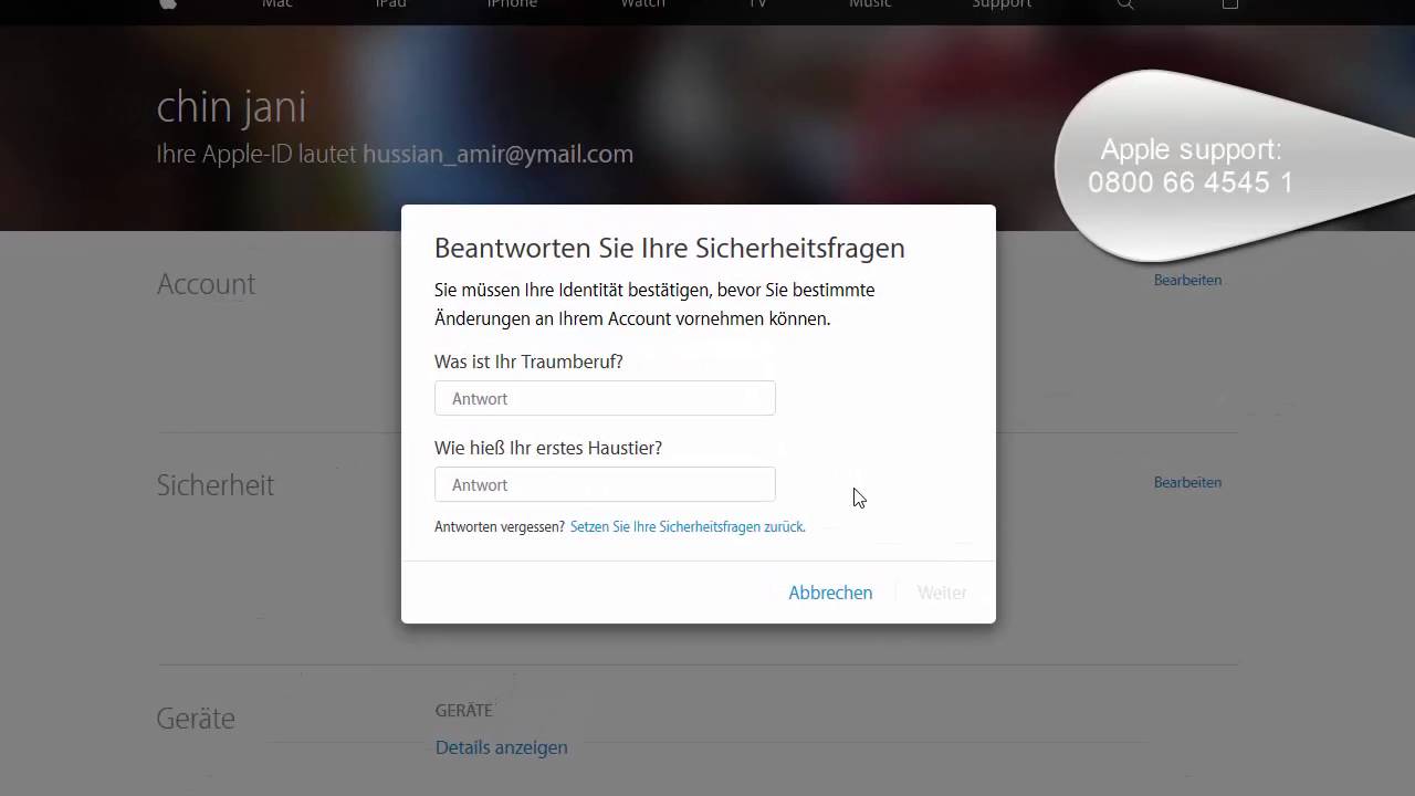 Sicherheitfragen Zurucksetzen Youtube
