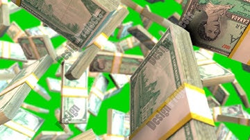Falling canadian dollar bills on green screen