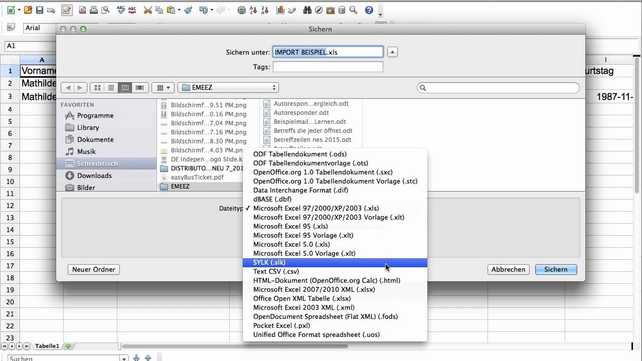 Update Umwandeln xls zu csv Datei