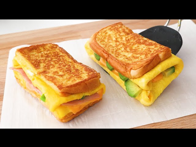 3 ways to make one pan egg toast! 5 minutes quick breakfast! Easy, Delicious and Healthy! class=