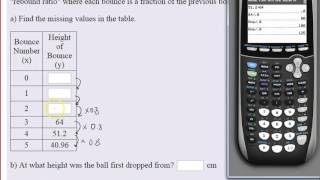 Exponential function in context: bouncing ball