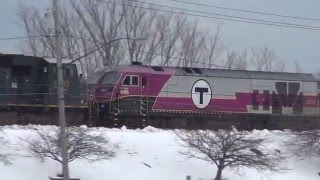 CSX Train Towing MBTA Transit Engines