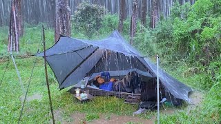 SOLO CAMPING IN HEAVY RAIN ‼️ HEAVY RAIN WITH THUNDERSTORM⛈️