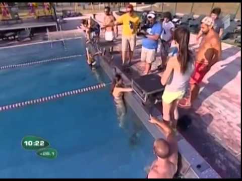 გადამწყვეტი შეჯიბრი ცურვაში \"მწვანე \"და \"ყვითელ\" გუნდებს შორის