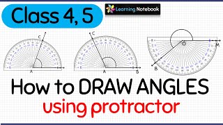 How to draw angles using a protractor Class 4, 5