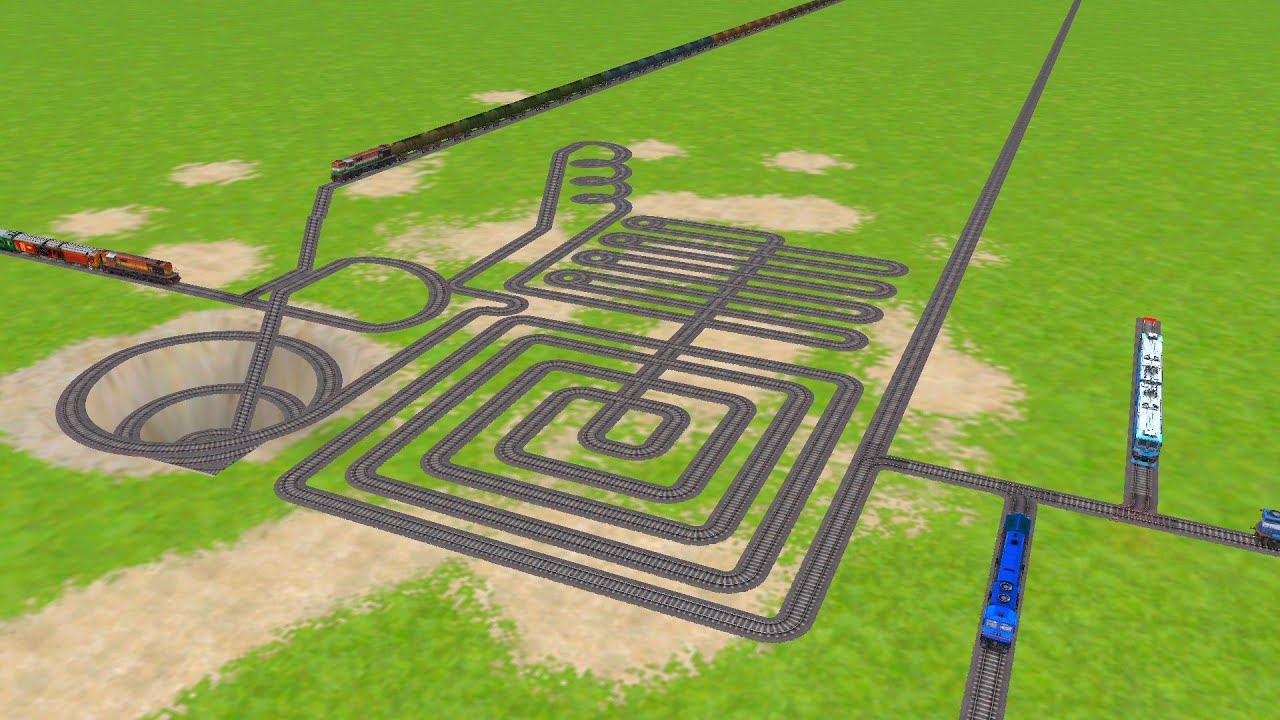 ALL REALISTIC TRAINS CROSSING FROM SQUARE CIRCLES RAILROAD TRACKS ZIG ZAG TRACKS | Train Simulator 