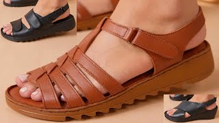 2024 LATEST DAILY WEAR COMFORTABLE SANDALS DESIGNS FOR WOMEN LATEST CASUAL FLAT LEATHER FOOTWEAR