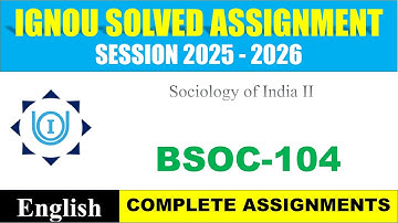 IGNOU BSOC 104 Solved Assignment 2025-2026 | English Medium | Download PDF | IGNOU Students Portal