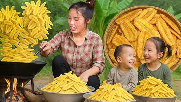 How to make fried bananas from green bananas and catch giant fish to sell at the market