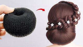 Secret For A Perfect Easy Hairstyle With Donut | Stylish Bun Hairstyle For Wedding