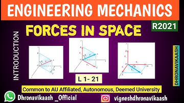 L 1- 21 | INTRODUCTION TO FORCES IN SPACE | ENGINEERING MECHANICS | R2021 | ME3351 | DHRONAVIKAASH