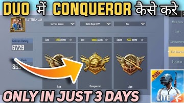 HOW TO PUSH DUO CONQUEROR EASY IN PUBG MOBILE LITE | SEASON 8 ME DUO CONQUEROR KAISE JAAYE PUBG LITE