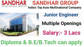 Sandhar Group Hiring For Junior Engineer Vacancies I Mechanical Jobs I Engineering Jobs In India