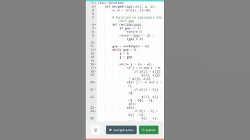 Day 27 - Merge Two Sorted Arrays Without Extra Space #160daysofcode #coding #dailycoding