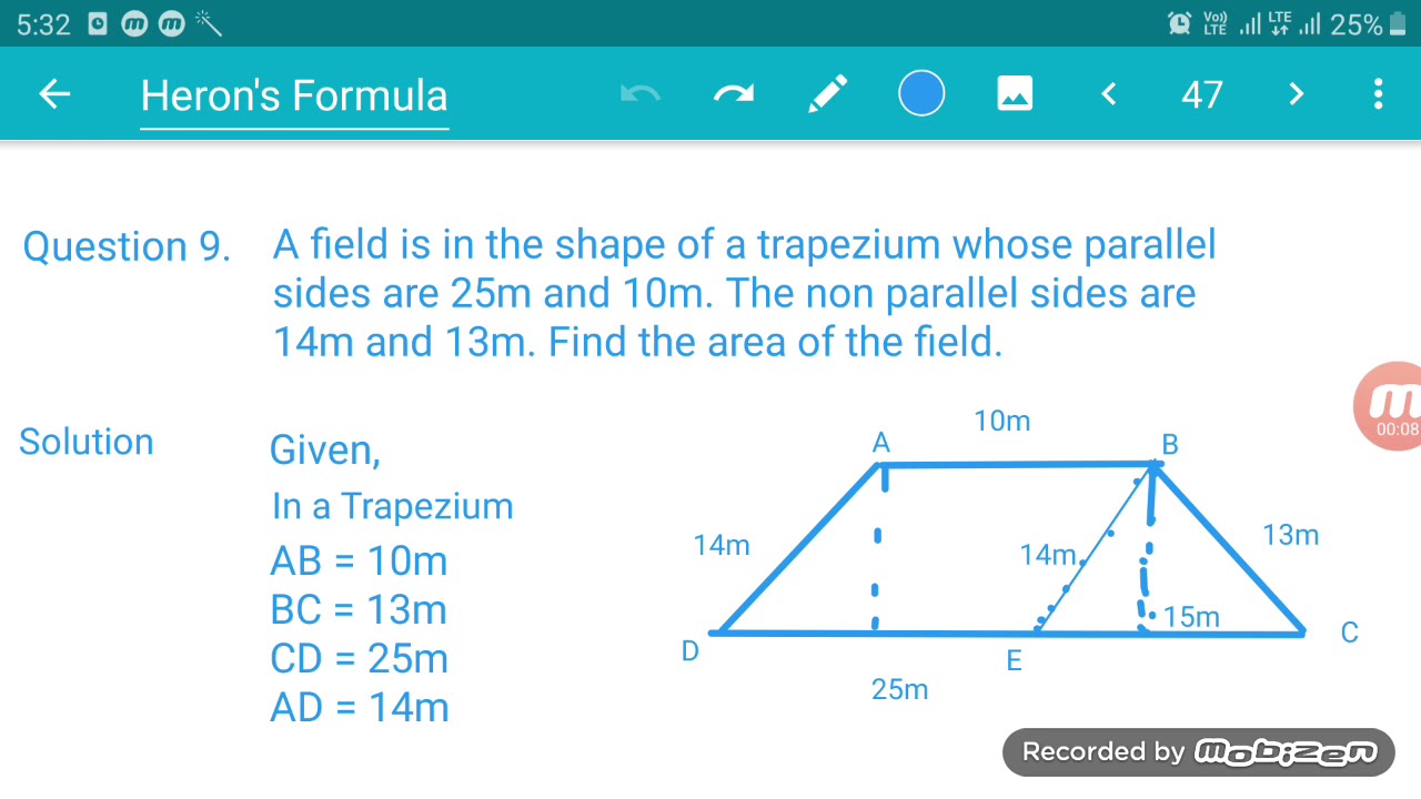 HERON'S Formula. Exercise 12.2 Q.9 Class9th - YouTube