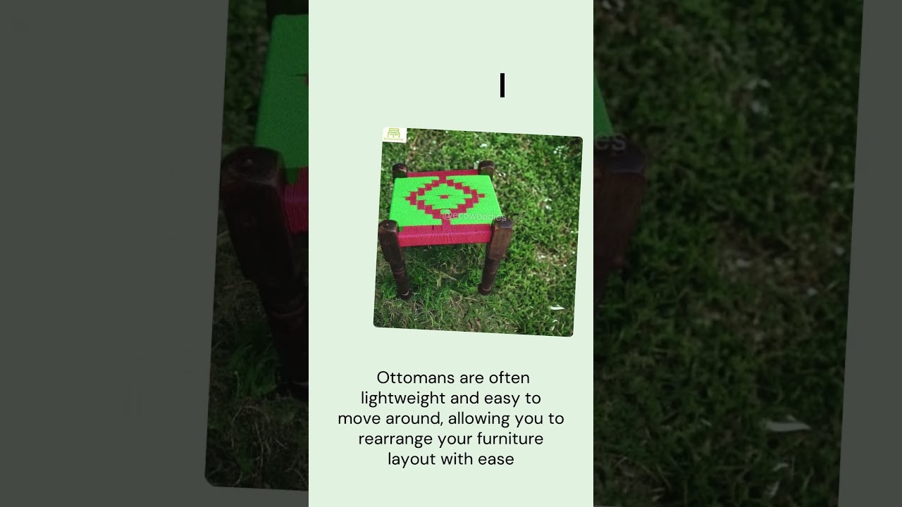 Handwoven Bamboo Wooden Foot Stool, Wicker Ottoman | Boho Home Decor Low Height Ottoman 