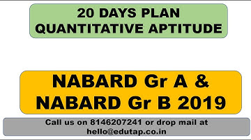 Target NABARD Gr A and B 2019|20 Days Plan|Quantitative Aptitude