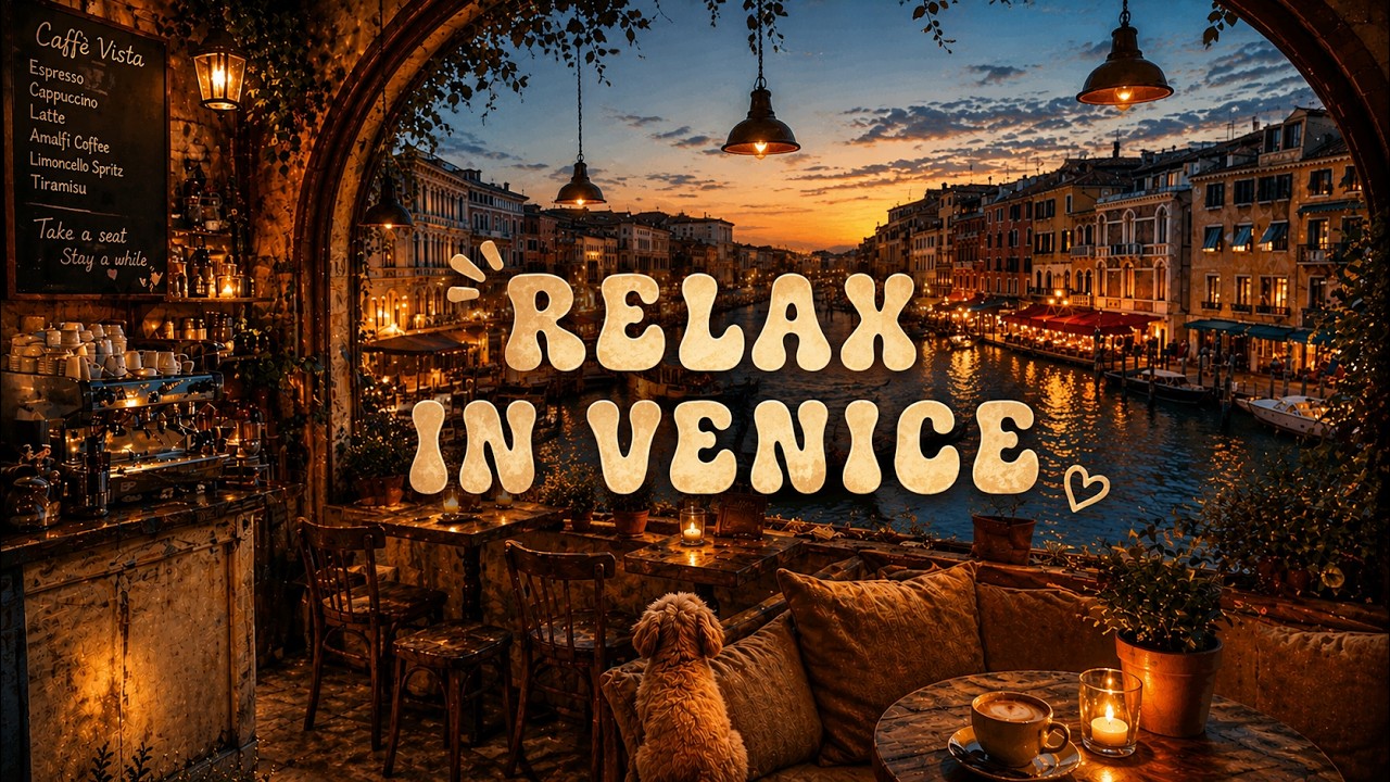 🌆 Smooth Jazz by the Venice Canal in Cafe Vista☕🐾 Relaxing