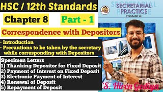 SP | Correspondence with Depositors | Chapter 8 | Introduction | Specimen Letters | Class 12th |