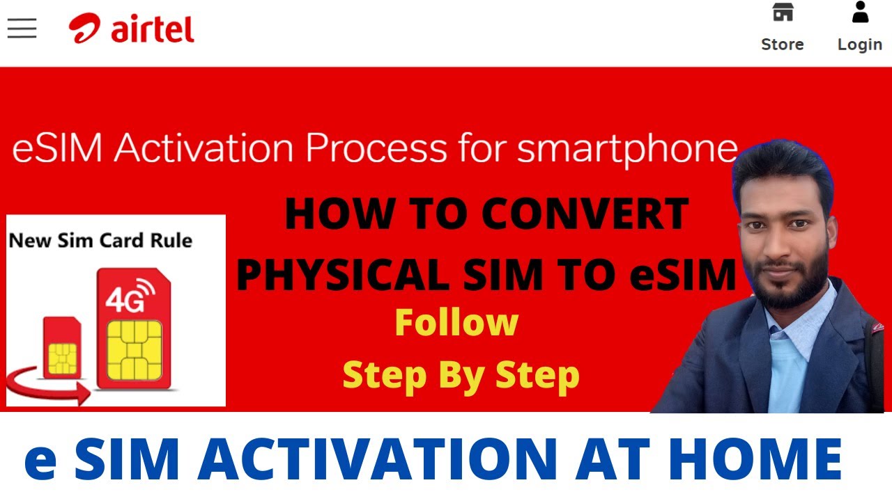 How To Convert PHYSICAL SIM TO eSIM | e SIM activation at home | AIRTEL ...
