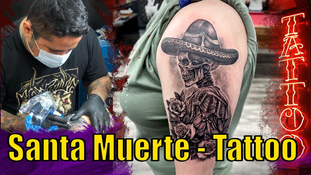 Татуировка Санта Муэрте — полный цикл от начала до конца.