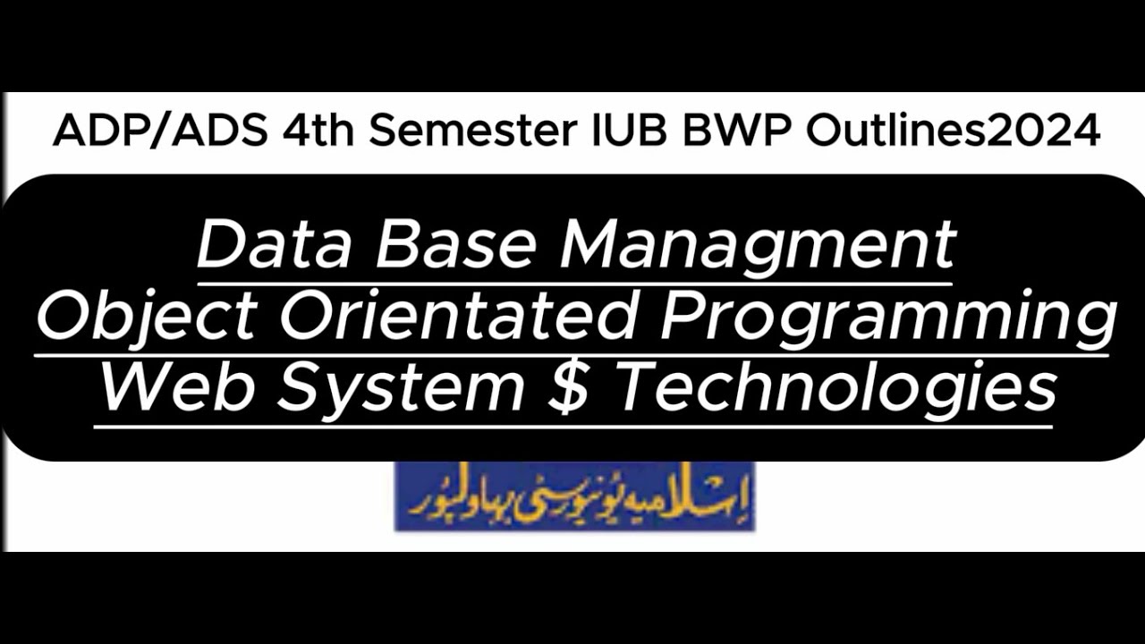 ADP/ADS 2024 IUB BAHAWALPUR OUTLINES 