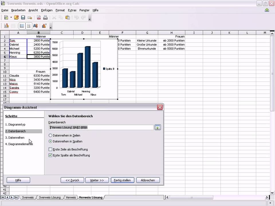 Openoffice Calc Diagramm Erstellen Youtube