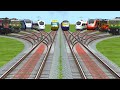 10 Trains Run At Bumpy 3D Curved Branched Railroad Tracks || train for kids || indian railways