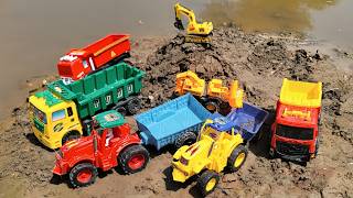 3 JCB 5CX Fully Loading Mud and Sand Tata Truck 3 Dumper 1 BharatBenz Toy Kids Video JCB 5CX ?