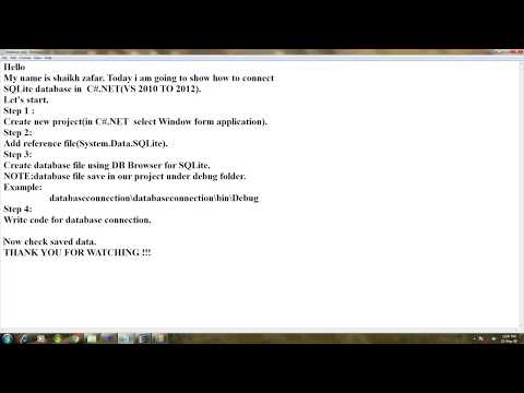 Sqlite database connection in C#.net Part  2